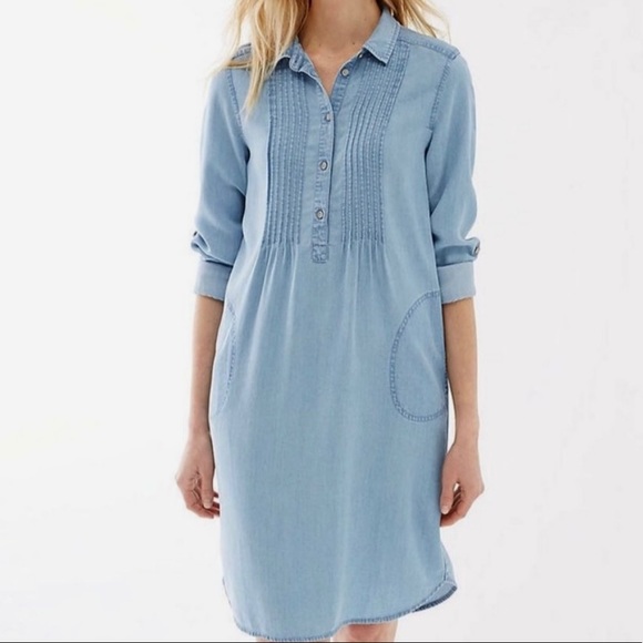 J. Jill Petite Denim Chambray Shirt Dress - Picture 1 of 12
